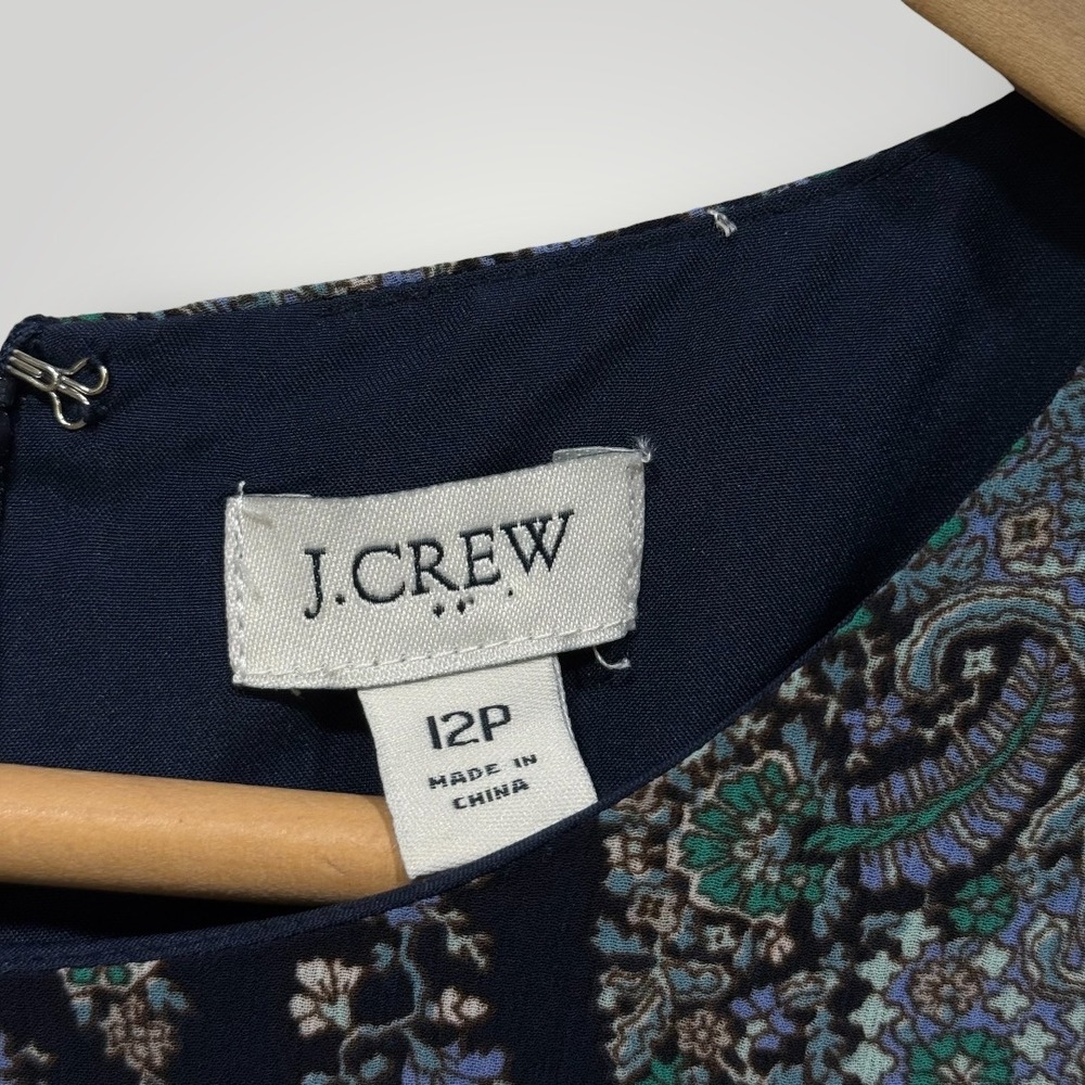 J.Crew Womens Blue Paisley Tiered Ruffle Midi Dress B0664 Size 12P Petite - Picture 4 of 12